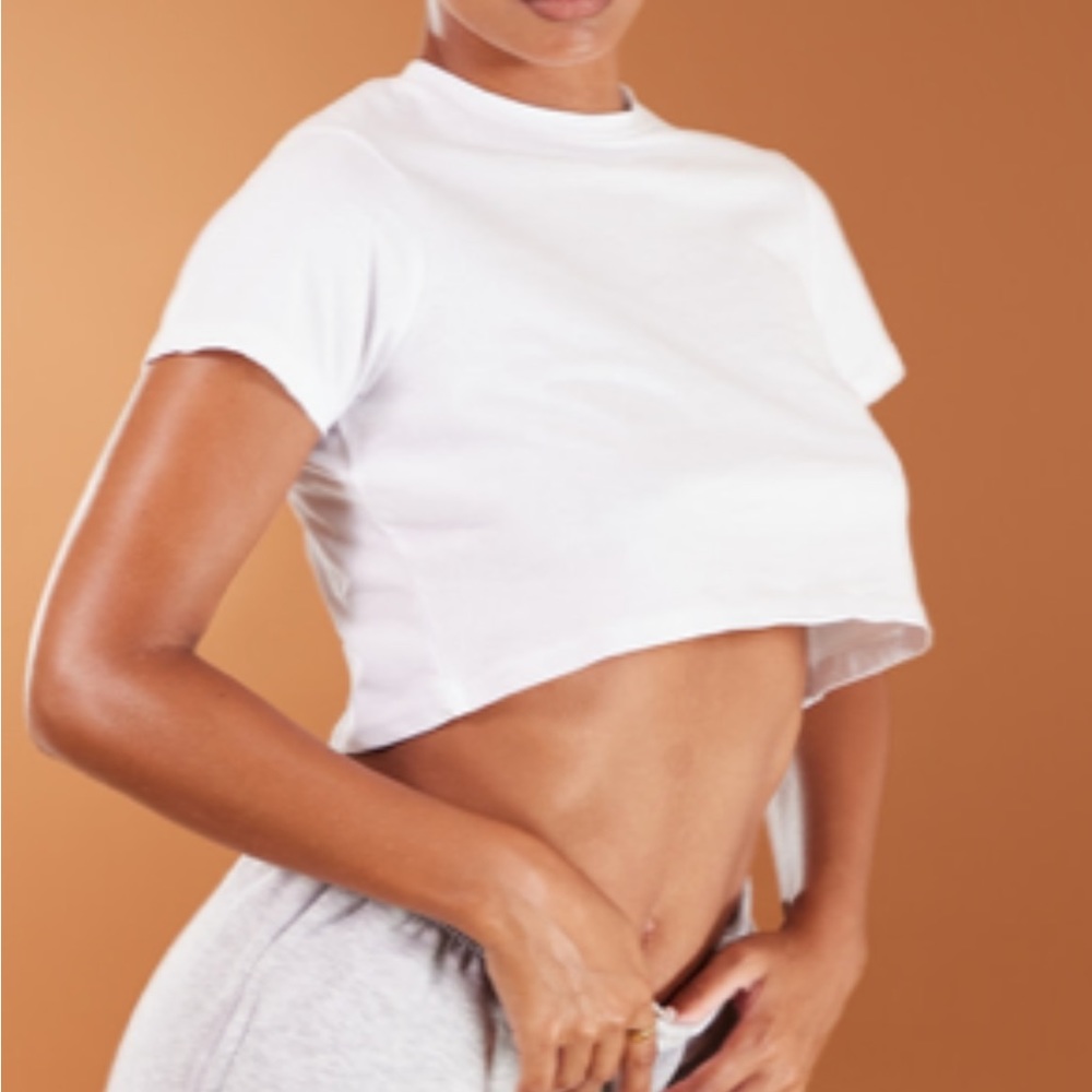 Pretty Little Thing, worn once, Size US 4, White Crop Top